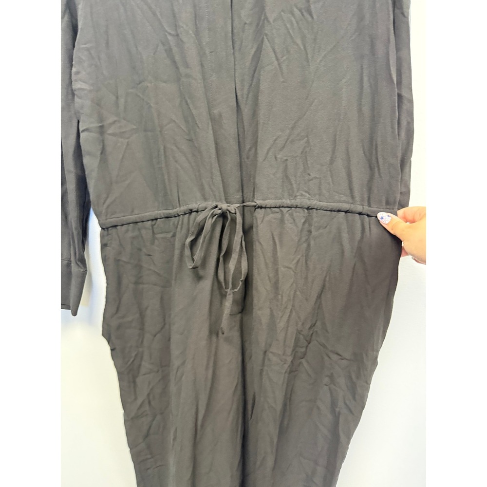 Eileen Fisher Womens Black Long Sleeve Drawstring Waist Jumpsuit Pockets Large - Picture 3 of 8